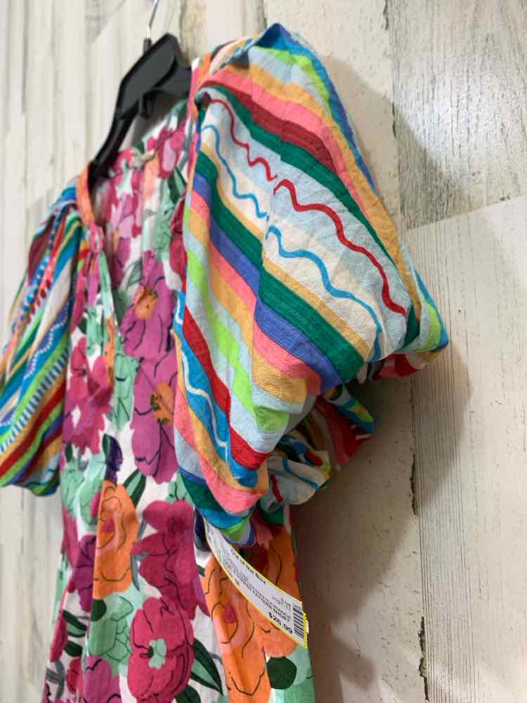 PRE-OWNED JODIFL Tops Size M PURPLE/GREEN/FUSH/WHITE/ORANGE Floral Blouse/FLORAL