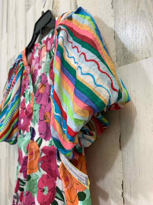 PRE-OWNED JODIFL Tops Size M PURPLE/GREEN/FUSH/WHITE/ORANGE Floral Blouse/FLORAL