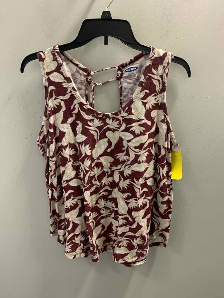 OLD NAVI Tops Size L MAROON/WHITE LEAFS TOP