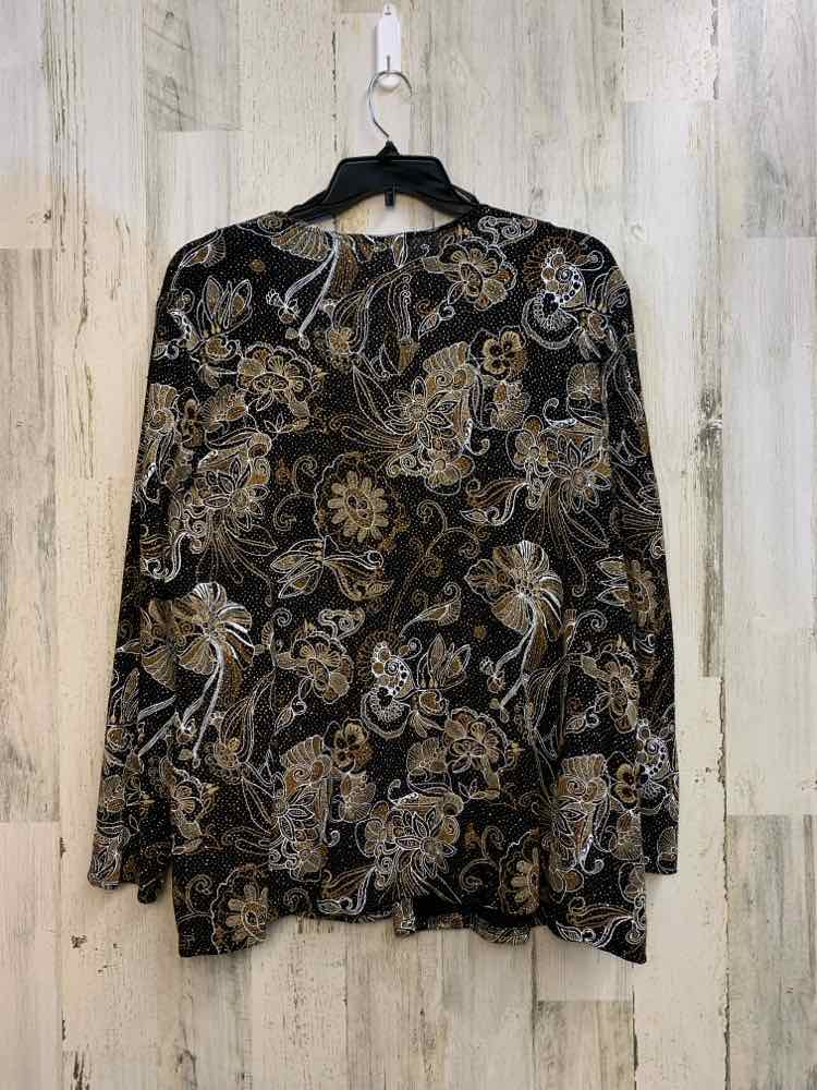 HELENE BLAKE PLUS SIZES Size 3X BLK/GOLD Floral 2PC TOP