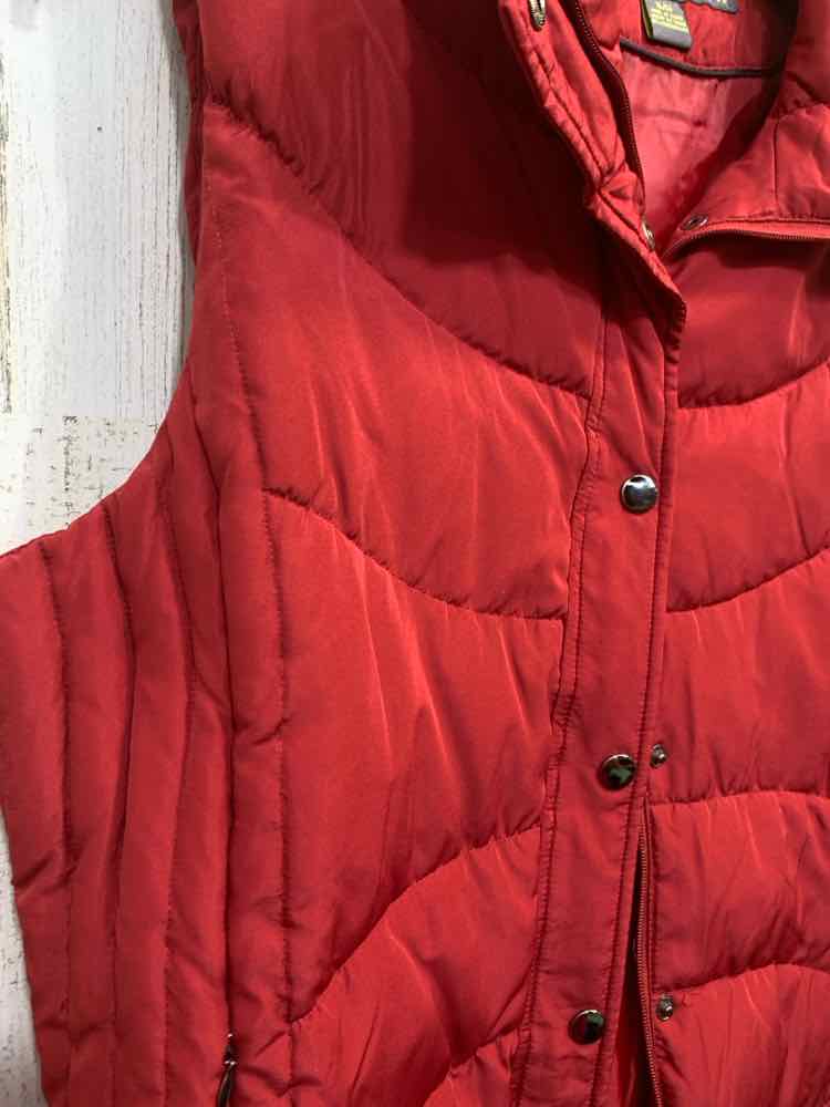 PRE-OWNED KENNETH COLE Size XL Tops Red ZIP UP QUILTED PUFFER VEST