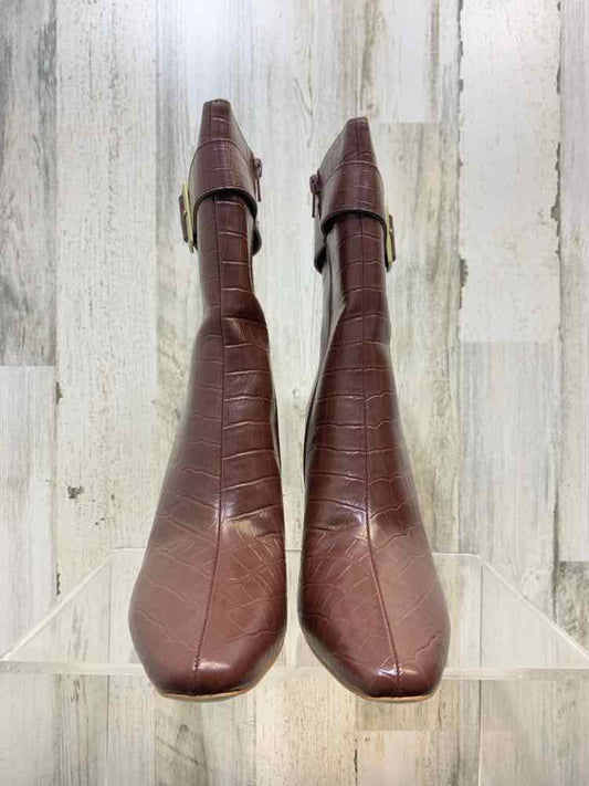 NWT ELANIE BROWN SHOES Shoe Size 8 Brown 8 SNAKE PRINT Shoes/MID BOOT GOLD BUCKL