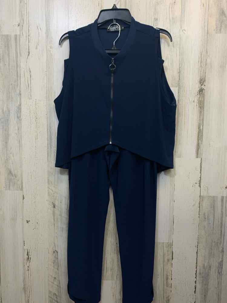 Size 14 SYMPLI BOTTOMS Navy 2PC 2PC Ensemble