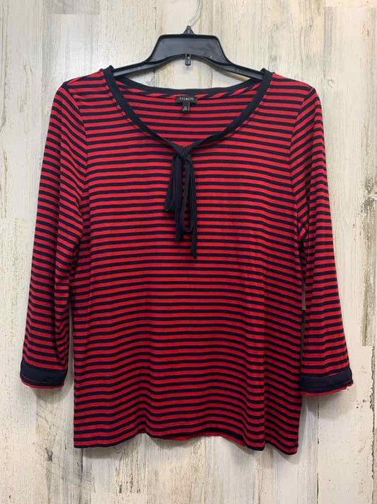 TALBOTS Tops Size XL RED/NAVY Stripe 3/4 LENGTH TOP