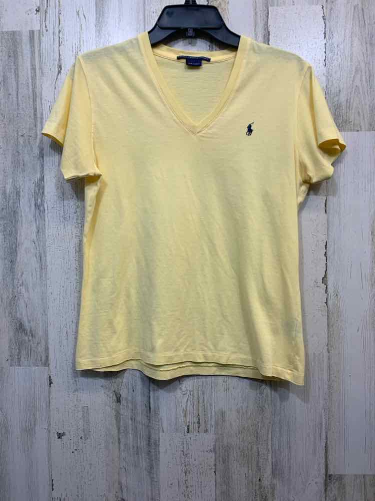 PRE-OWNED POLO Tops Size M Yellow SHORT SLEEVES/V NECK T-shirt