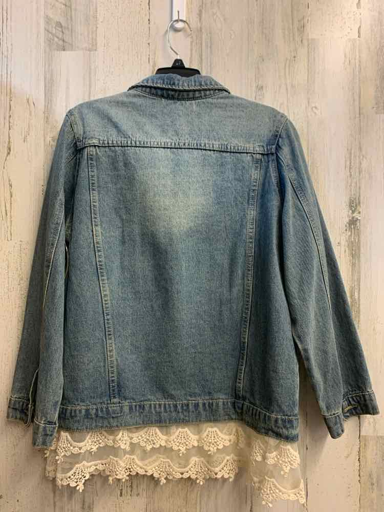 NWT PAISLEY VINE Tops Size L Denim LONG SLEEVES TOP/JEAN JACKET W/LACE TRIM