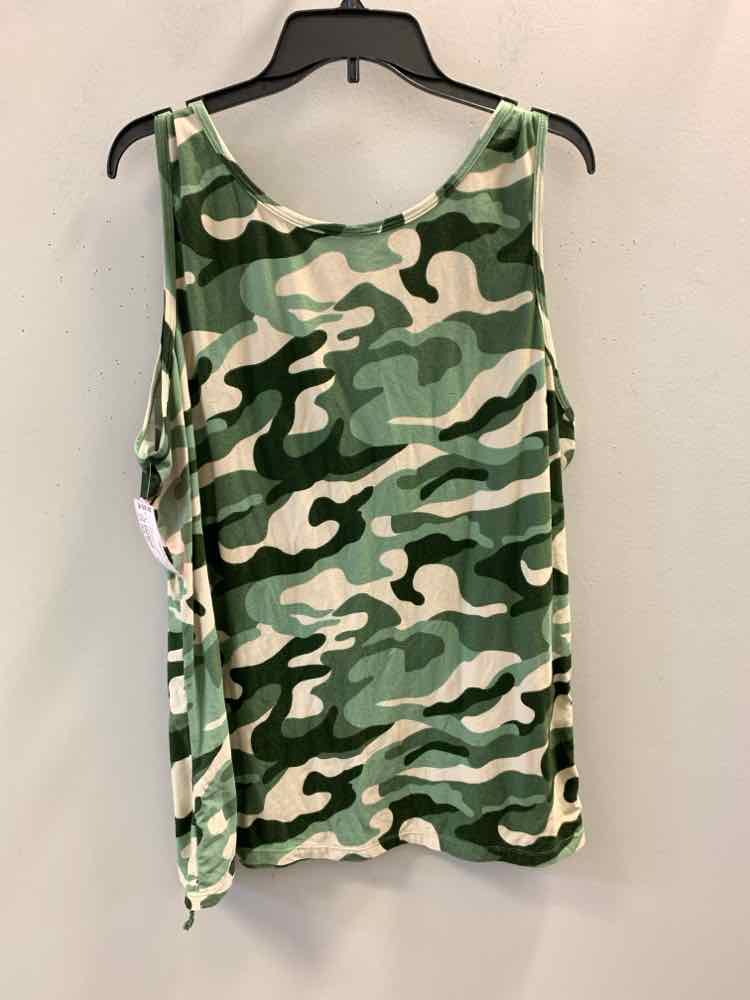 Size 3X BOBBIE BROOKS GRN/WHT Camoflage SLEEVELESS TOP