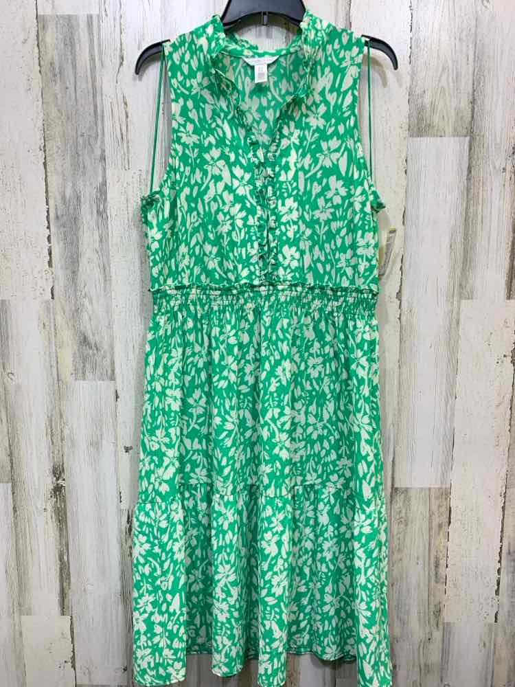 PRE-OWNED LONDON TIMES Dresses and Skirts Size 16 GRN/WHT Floral Dress/STRETCH W