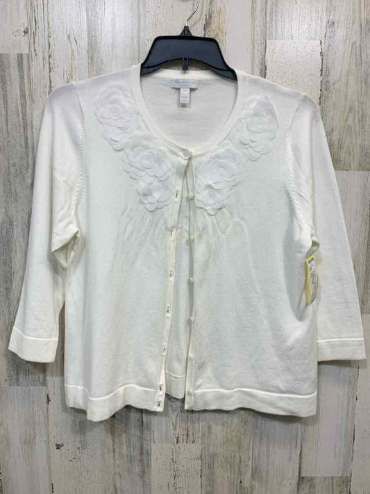 PRE-OWNED CHARTER CLUB Tops Size PXL Cream Solid Cardigan/FLORAL BUTTON DOWN