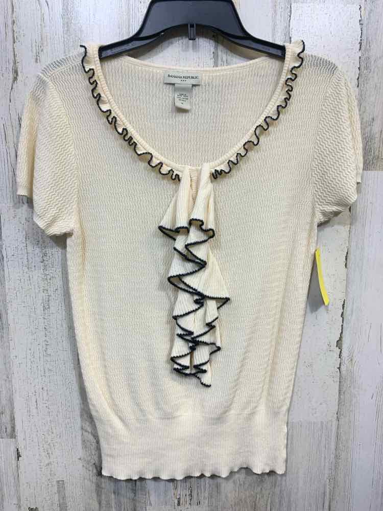 PRE-OWNED BANANA REPUBLIC/RUFFLED FRONT V-NECK KNIT