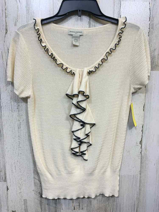 PRE-OWNED BANANA REPUBLIC/RUFFLED FRONT V-NECK KNIT