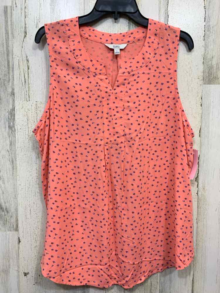 PRE-OWNED CROFT & BARROW Tops Size L PEACH/BLUE SLEEVELESS Blouse/PEACH/BLUE MIN