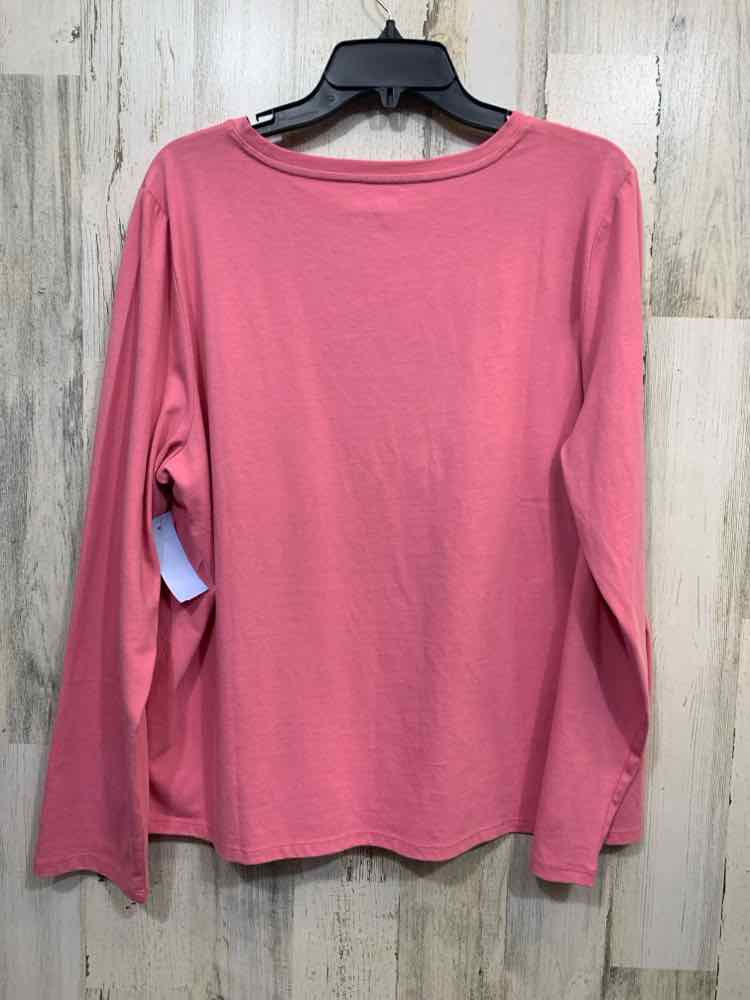 PRE-OWNED TALBOTS Size XL Tops Pink RED Floral LONGSLEEVE Blouse