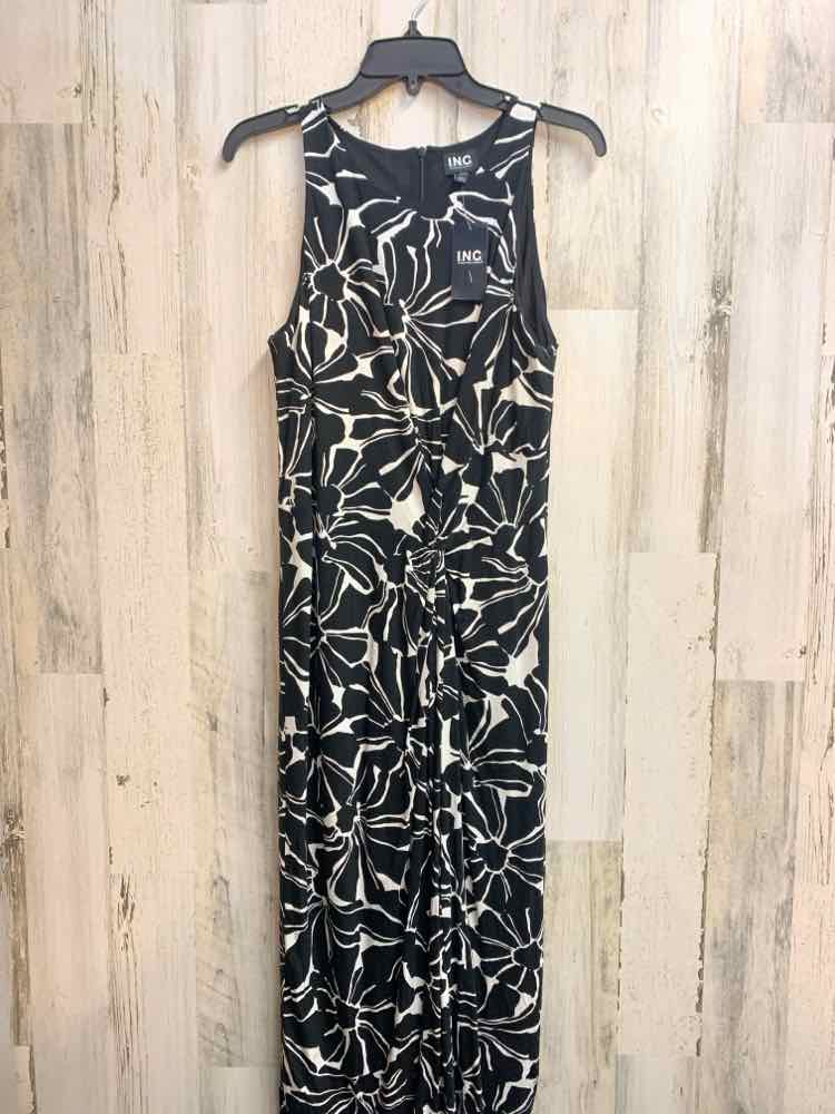 NWT INC Dresses and Skirts Size M BLK/WHT Floral SLEEVELESS Dress/SCRUNCH ON FRO
