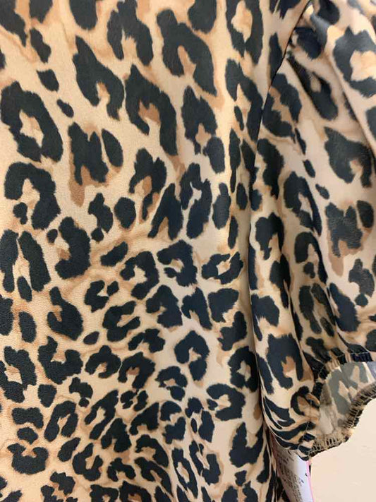 SWEET PEA Tops Size S BLK/BGE CHEETAH PRINT SHORT SLEEVES TOP