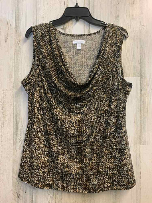 PRE-OWNED CHARTER CLUB PLUS SIZES Size 1X BLACK/TAN SNAKE PRINT SLEEVELESS TOP/S