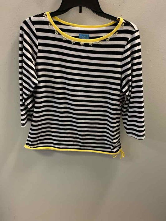 LANA LANE Tops Size PM BLK/WHT/YEL Stripe TOP