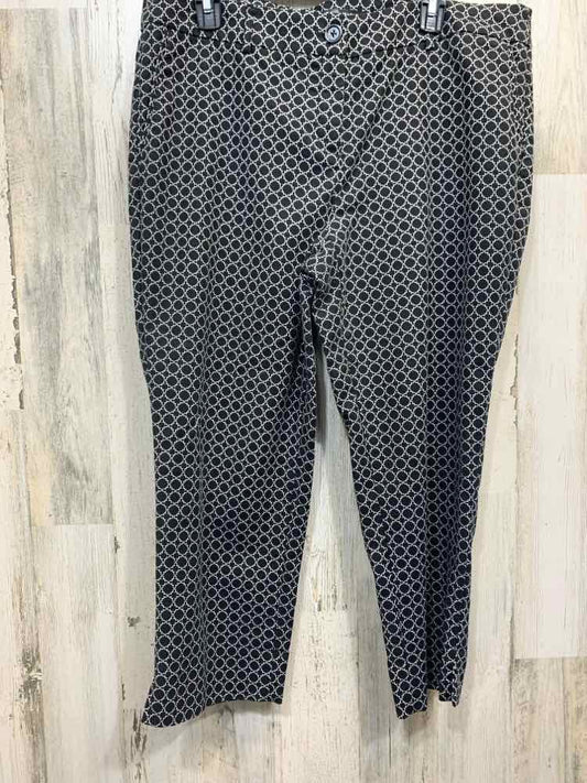 PRE-OWNED Size 14 HILARY RADLEY BOTTOMS BLACK/WHITE QUATREFOR CAPRI CAPRI/BLACK/