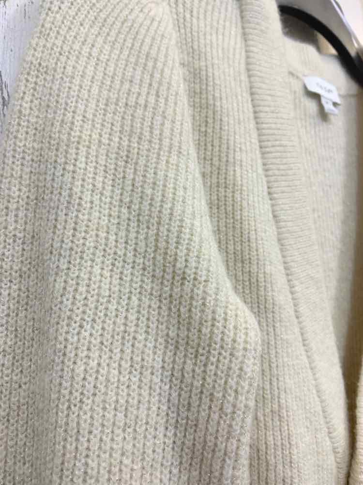 NWT ON 34TH Size M Tops Cream RIB KNIT LONG SLEEVES/RHINESTONE BUTTONS Cardigan