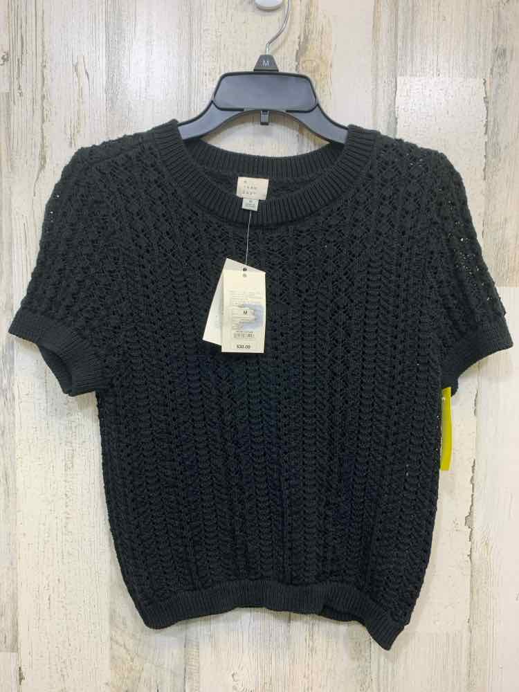 NWT A NEW DAY Tops Size M Black KNIT SHORT SLEEVES Blouse