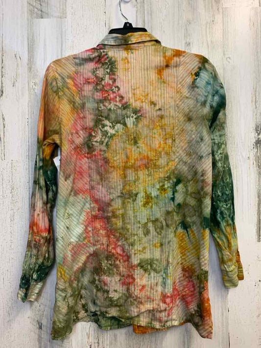 J JILL Tops Size S GRN/YEL/PINK TIE DYE LONG SLEEVES Shirt