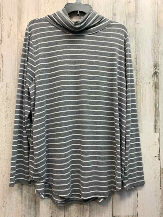 NWT LOFT Tops Size XL GRAY/WHT STRIPES TURTLENECK TOP