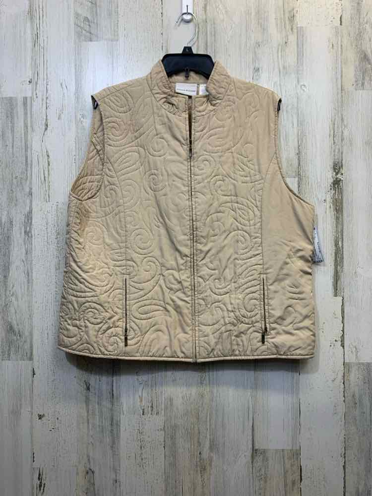PRE-OWNED ALFRED DUNNER Tops Size 16 Beige Paisley VEST Vest/BEIGE VEST. ZIP UP.
