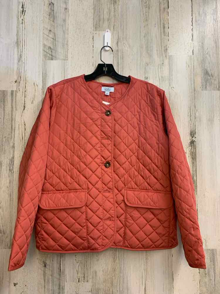 PRE-OWNED CROFT & BARROW Tops Size L Peach LONG SLEEVES Jacket/QUILTED BUTTON UP