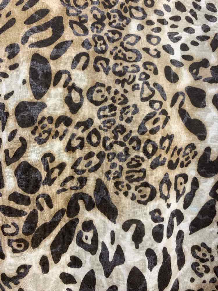 PRE-OWNED CHICO'S Size 1 Tops BLK/BRN/TAN CHEETAH LONG SLEEVE BLOUSE