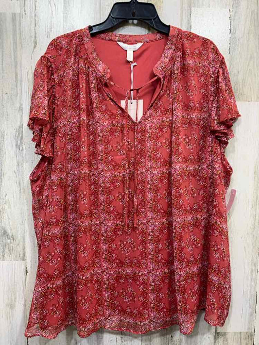NWT LAUREN CONRAD Tops Size PLUS MAUVE/GREEN/PINK Floral RUFFLE SLEEVE Blouse/FO