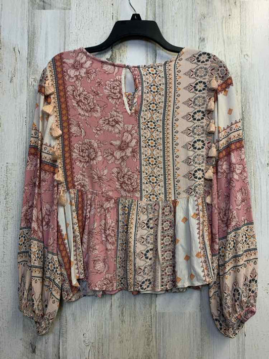 AMERICAN EAGLE Tops Size M PINK/WHT/PEACH Floral LONG SLEEVES TOP