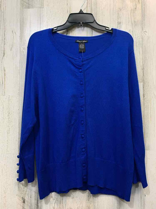 NWT AUDREY & GRACE Tops Size L Royal Blue Solid SWEATER Sweater/ROYAL BLUE BUTTO