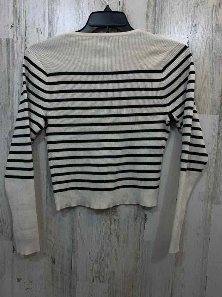 NWT A NEW DAY Tops Size M CRM/BLK Stripe LONG SLEEVES BUTTON UP CARDIGAN