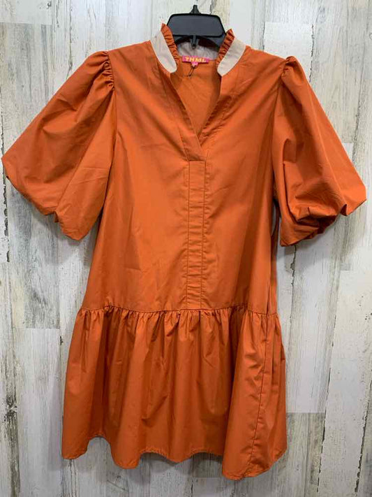 PRE-OWNED THML Dresses Size S Pumpkin PUFF SLEEVES V NECK Dress
