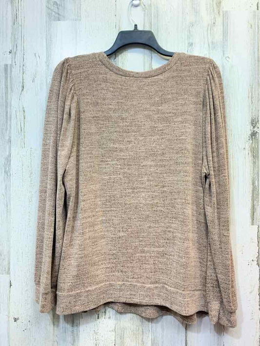 PRE-OWNED EMERY ROSE PLUS SIZES Size 3XL BRN/TAN LONG SLEEVES TOP