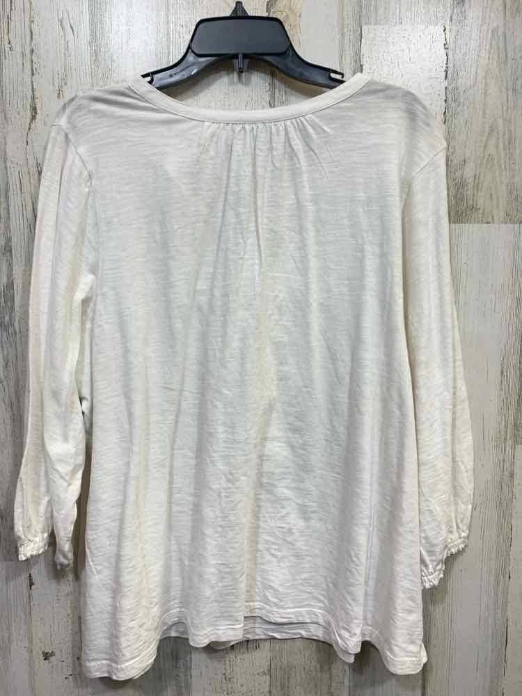 NWT STYLE & CO Size 3X PLUS SIZES CREAM 3/4 SLEEVE EMBROIDERD BIB TOP