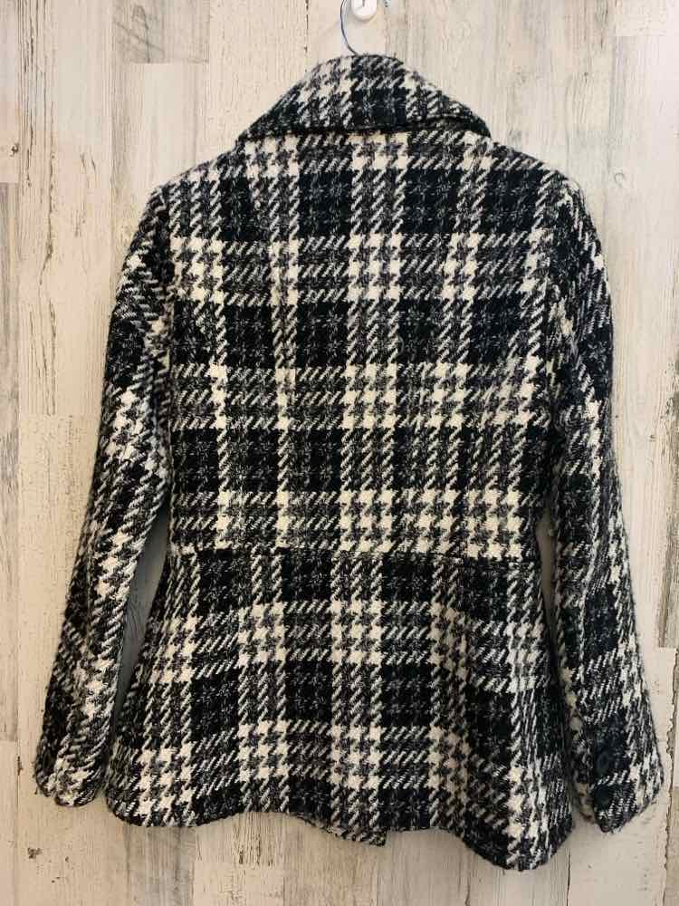 PRE-OWNED WHITE/BLACK MARKET JACKETS / COATS Size S BLACK & WHITE Checkered Coat