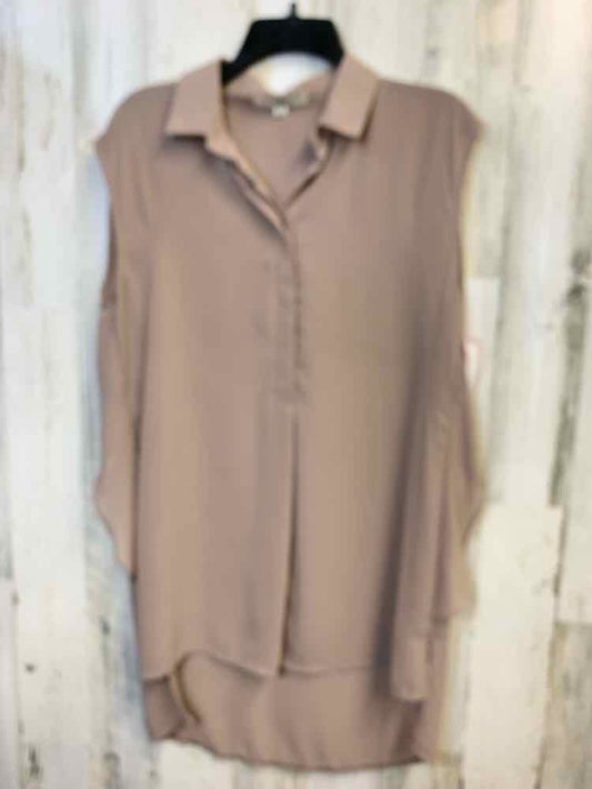 YA Tops Size M Tan SHEER SLEEVELESS Shirt