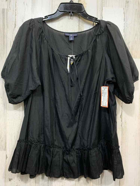 NWT GAP/SELF-TIE SEMI-SHEER SHORT SLEEVE RUFFLE HEM V-NECK