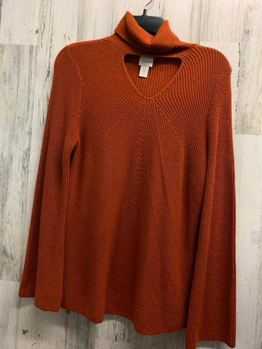 PRE-OWNED CHICO'S Tops Size 0 PUMPKIN LONG SLEEVE KEY HOLE KNIT TURTLE NECK