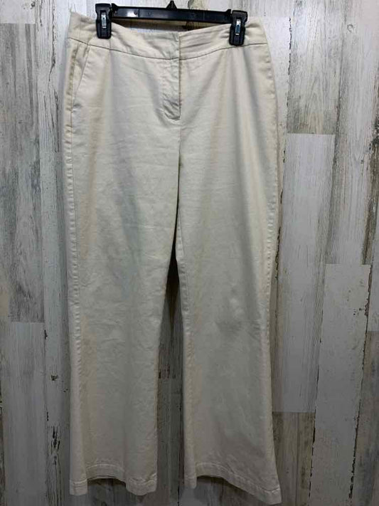 PRE-OWNED Size M CHICO'S BOTTOMS WHEAT WIDE LEG Pants/FLAT FRONT W/POCKETS