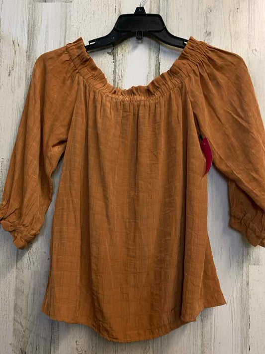 PRE-OWNED ANN TAYLOR Tops Size M Pumpkin 3/4 SLEEVE TOP/OFF SHOULDER