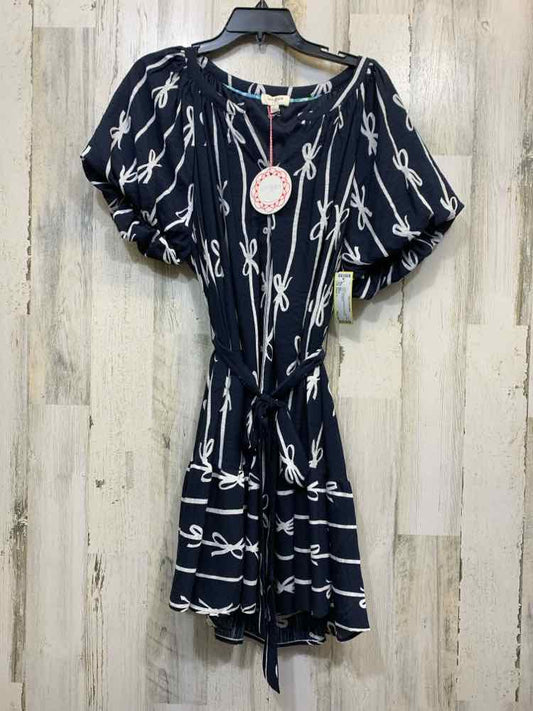 NWT UMGEE Dresses and Skirts Size L NVY/WHT BOW TIE WAIST Dress/MIDI