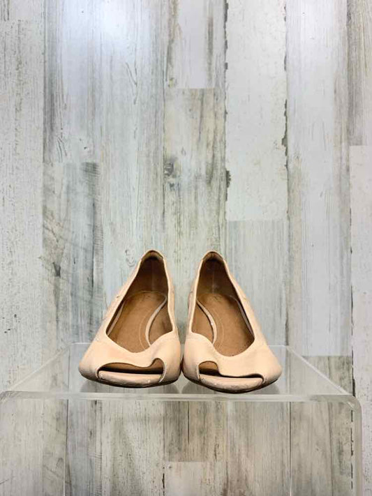 PRE-OWNED Cream Size 12 Shoes/WOMENS CLARK'S: CREAM LOW WEDGE SLIDE ONS