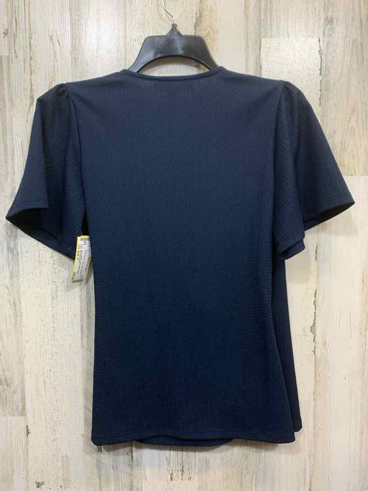 PRE-OWNED MICHAEL KORS Tops Size S Navy WRAP Blouse/NAVY WRAP TOP W/ MK LOGO MED