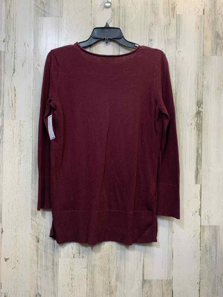 PRE-OWNED LOFT Tops Size S BURGANDY Solid LONGSLEEVE TOP/BURGUNDY LONG SLEEVE V-