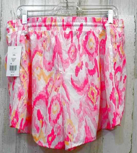 NWT Size XXL CROWN & IVY BOTTOMS PINK/WHT/ORG ACTIVEWEAR Shorts/DRAWSTRING