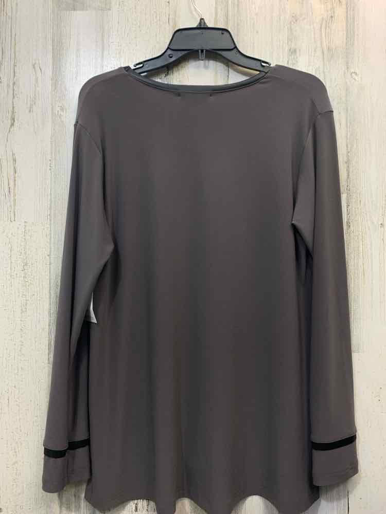 SYMPLI Tops Size 16 Purple ELASTIC Solid 3/4 LENGTH SHORT SLIT SIDE