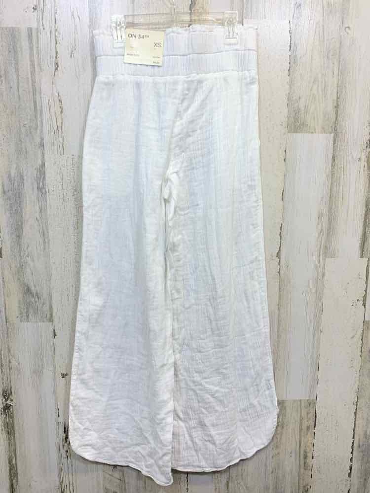 NWT Size XS ON THE 34TH BOTTOMS White Solid WIDE LEG Pants