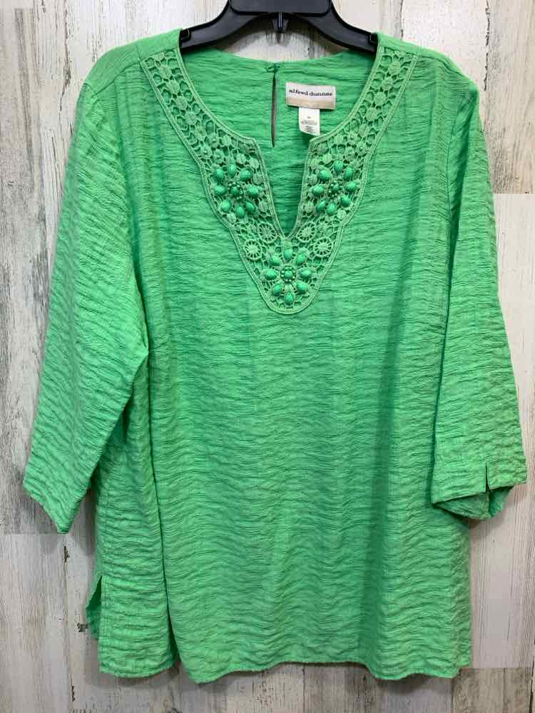 PRE-OWNED ALFRED DUNNER PLUS SIZES Size 2X Green 3/4 SLEEVE Blouse